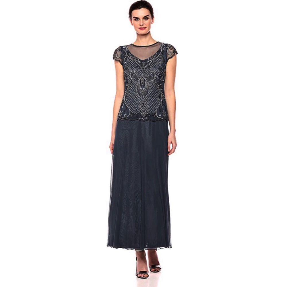 NEW Pisarro Nights mock two-piece beadwork dress